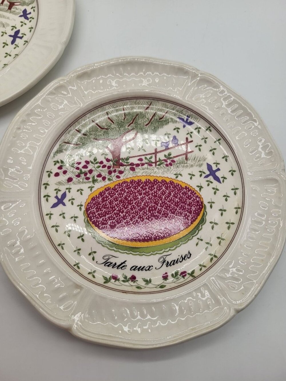 Gien Porcelain "Les Tartes" Plates x 5 French Fruit Tree Dessert Small - Picture 5 of 10